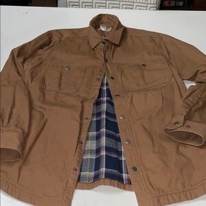 Duluth Trading Co. Fire Hose Flannel-Lined Shirt Jacket in Coyote Brown medium